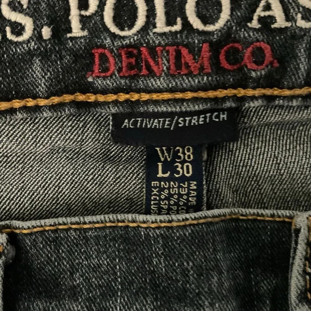 US Polo Assn Denim Co ACTUAL SIZE 38x29 Jeans Men's Straight‎ Leg Tag Size 38x30